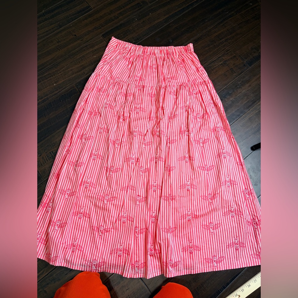Joules Pink Floral Striped Midi Skirt - Picture 3 of 5